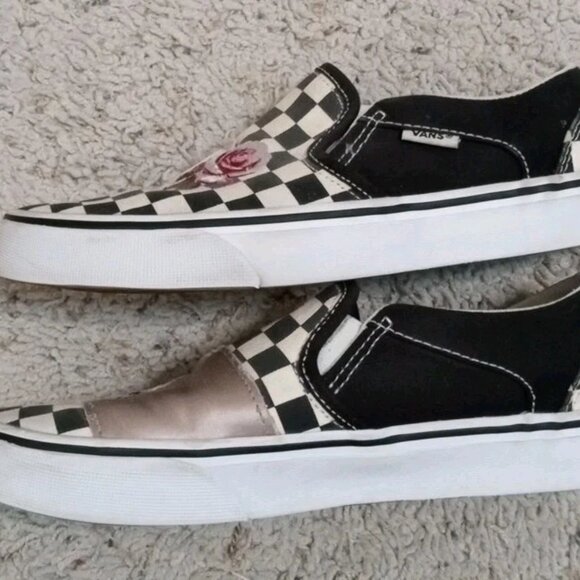 Vans Asher Patchwork Check Rose Women's Size 6.5 Slip On Sneakers - Picture 4 of 9